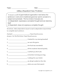 Englishlinx Com Clauses Worksheets Dependent Clause Grammar Worksheets Clause