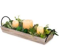 Amazon.com: Long Narrow Wood Candle Tray: Hanobe Rustic ...