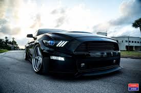 All Black Monster Vast Roush Mustang Gt With Air Suspension And On Vossen Wheels Roush Mustang Mustang Gt Custom Wheels