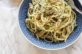 While the spaghetti is boiling, heat a tablespoon of olive oil in a pan and add mushrooms. Roast Chicken Aglio E Olio Wish To Dish
