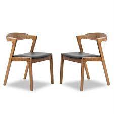 Art leon modern mid century black faux leather swivel wooden dining chair. Mid Century Modern Roxy Pu Black Leather Dining Chair Set Of 2 Walmart Com Walmart Com