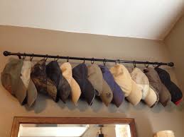 Ball Cap Storage Use An Old Curtain Rod Curtain Ring Clips To Store Hats Organization Bedroom Closet Bedroom Cap Storage