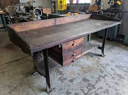 Antique Factory Workbench Work Table Industrial Style Decor Carpenter Work
