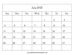 Pretty 2021 calendar free printable template. Free Printable July 2021 Calendar Template In Pdf Excel Word