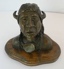 Detailed Scott Jarvie bronze Sculpture statue Native American bust limited  edit