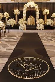 Glitzy Glamorous Wedding With Black Gold Palette In Cincinnati Inside Weddings In 2020 Black Gold Wedding Wedding Aisle Decorations Wedding Inside