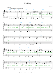 Stream holiday by lil nas x from desktop or your mobile device. Lil Nas X Holiday Piano Sheet Music Sheet Music Music For Kids Piano Sheet Music