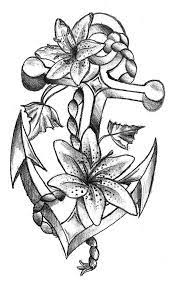 Flowers and anchor tattoo design. Girl Thigh Tattoos Tattoo Design Drawings Cool Tattoo Drawings