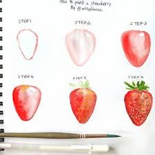 Tutorial Here S A Strawberry Step By Step For Ya If You Try This Technique T Step By Step Watercolor Watercolor Paintings Easy Strawberry Watercolor