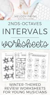 In These Eight Snowy And Wintery Printable Review Worksheets Your Music Students Will Match Intervals Travel Thro Learn Piano Teaching Music Keyboard Lessons