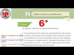 Libro de matematicas 6 grado contestado pagina 150. Desafio Matematico 71 Que Musica Prefieres 6 De Prim Contestado Youtube