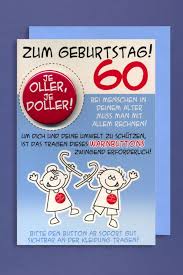 Sprüche auf bildern zum 60. Grusskarte 60 Geburtstag Karte Humor Applikation Ein Button Je Oller C6 Avancarte