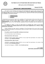 Icai has made arrangements to send results through email. 6hfpiwixzchirm