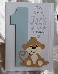 1st Birthday Wishes For Godson Personalised Handmade 1st 2nd 3rd Etc Monkey Birthday Card Son First Birthday Cards 1st Birthday Cards Grandson Birthday Cards