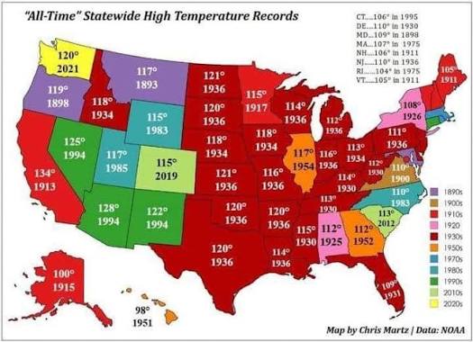🔥 Could You Handle the Hottest Temperature Ever Recorded in Your State? 🥵🌡️👇 The U.S. has seen some truly unbelievable heat over the years—and this map shows the highest temperature ever officially