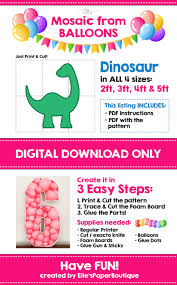 Dino From Balloons, Dinosaur Mosaic From Balloons, Dino Birthday Decor, DIY  Dinosaur, Mosaic Template, Baby Shower, 2ft, 3ft, 4ft, DIY Decor - Etsy