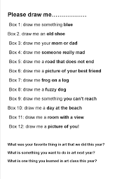 Art Lesson End Of The Year Students Fold Paper Into Boxes And Draw Each Item In A Box Great Lesson To Art Lessons Elementary Art Worksheets Homeschool Art