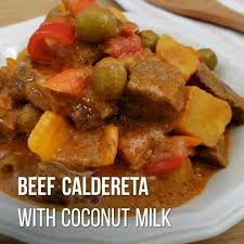 Beef Caldereta With Coconut Milk Caldereta Recipe Beef Kaldereta Recipe Beef Caldereta