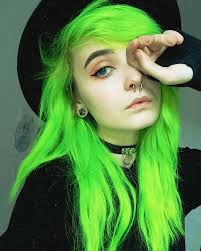 Green Girl Neon Hair Goth Vibes Aesthetic Green Hair Green Hair Colors Neon Green Hair
