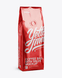 Download 250g Foil Coffee Bag With Valve Mockup Half Turned View In Bag Sack Mockups On Yellow Images Object Mockups