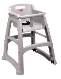 Rubbermaid Fg780508plat 29 3 4 Stackable High Chair W Waist Strap Casters Plastic Platinum Chair Toddler Chair Baby High Chair