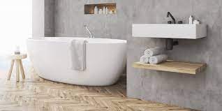 Le béton ciré peut effectivement être appliqué sur les sols bien sûr mais également sur les murs, une vasque ou les parois d'une douche. Comment Adopter Le Beton Cire Comme Revetement Dans Une Salle De Bains Marie Claire