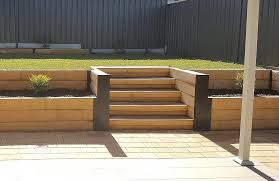 When making the steps for your timber retaining wall, either have several pieces of lumber left from your original wall, or buy wood of a similar make and cut. Concrete Sleeper Step Kits Outback Sleepers Australia