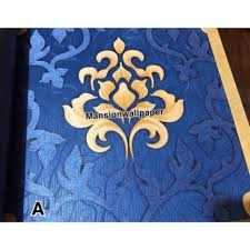 Wallpaper Dinding Motif Klasik Batik Biru Elegan Shopee Indonesia