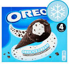 How many calories are in oreos? Oreo Ice Cream Cone With Oreo Cookie Coating 4x110ml Tesco Groceries