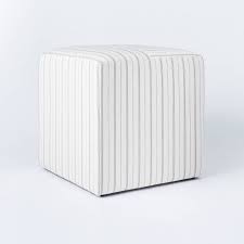 Get 5% in rewards with club o! Lynwood Square Upholstered Cube Stripe White Threshold Designed With Studio Mcgee Target