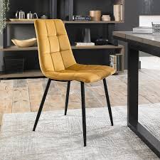 Use as an occasional chair for a dressing table or desk, or place two at either end of your dining table to add a hint of luxury to your dining room. Bentley Designs Mustard Velvet Tapered Back Dining Chair 2 Pack Costco Uk