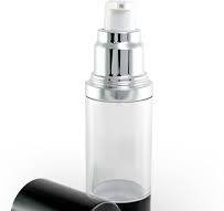 Cosmetic Packaging Now! Luxe Airless Bottle, 30 ML, Glossy Black w/Clear  Bottle