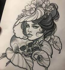 Girls prefer tattoos that enhance their personality, beauty and femininity. For Erin Skull Girl Tattoo Face Tattoos For Women Line Work Tattoo