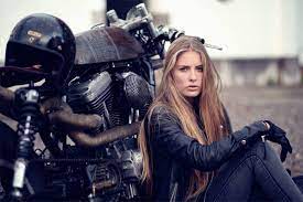Beautiful Girl With Sportster Cafe Racer Girl Girl Riding Motorcycle Motorcycle Girl