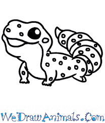 Now, at the top of the head off to the right and left, add two triangular ears with a vertical line through each. How To Draw A Cute Gecko