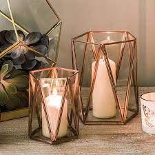 Copper Triangular Tea Light Holder View All Shop By Category New For Autumn Decorative Accessories Geometric Candle Holder Geometric Candles