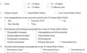 Dapatkan penjelasan bukan hanya jawaban. Contoh Borang Kaji Selidik Pengangkutan Awam Contoh U Cute766