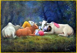 Image result for lord krishna with animals"