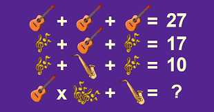 Acertijos, juegos de inteligencia, enigmas, juegos mentales (para pensar). Un Reto Instru Mental Se Necesita Sumar Guitarras Saxofones Y Melodias Para Resolver Este Acertijo