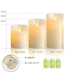 3 lu mum gorunumlu hareket alev set mum 117 80 tl kdv mumlar led mumluklar