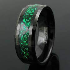 Black Tungsten Celtic Dragon Ring Custom Men S Ring Green Etsy Black Tungsten Mens Rings Black Tungsten Rings Tungsten Mens Rings