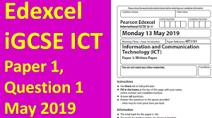 Edexcel Igcse Ict Paper 1 2019 Question 1 Youtube