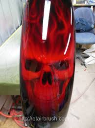 Airbrushed Kandy Apple Red Artwork Onto Black Motorcycle Custom Motorcycle Paint Jobs Custom Cars Paint Motorcycle Art Painting
