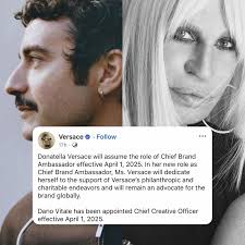 Donatella Versace is stepping down as creative director of the Italian  luxury fashion house founded by her late brother Gianni Versace and will be  replaced by Dario Vitale, who most recently was