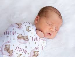 Personalized Teddy Bear Baby Name Blanket, Bear