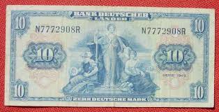 35.48 us$ + 59.07 us$ shipping. R82813 Deutschland Zehn Deutsche Mark Serie 1949 Bank Deutscher Lander Original Banknote Nr Oid 27214023 Oldthing Brd Ab 1948