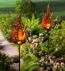 Flame Shaped Lighted Solar Garden Stake Flame Wind And Weather Solar Garden Stakes Solar Garden Fish Garden