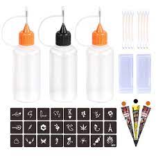 Henna paste temporary tattoo body art kit 10 cones applicator bottle designs. Buy Kevinart Henna Tattoo Kit Applicator Bottle 3pcs Squeeze Temporary Tattoo Bottles With Stencils Cotton Swab Glove For Henna Tattoo Cone Paste Ink Full Accessory Kits Brown Black Brown Online In Uae