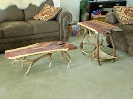 Built by hand with high quality real elk antlers. Elk Moose Antler With Red Cedar Slab Coffee End Table Diy Coffe Table Woodworking Coffee Table Antlers Decor