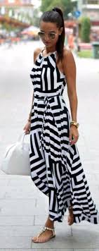 Black And White Summer Dress Black And White Summer Dress With Images Fashion Striped Maxi Dresses Cute Dresses